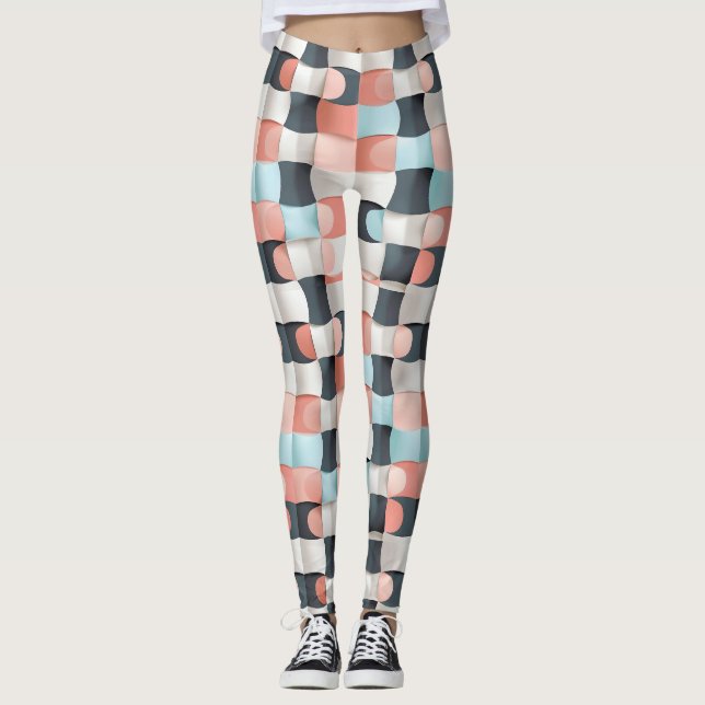Leggings Patrón de ilusión geométrica curva 3D moderno (Anverso)