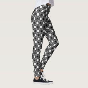 Leggings Patrón de ilusión óptica de onda negra y blanca