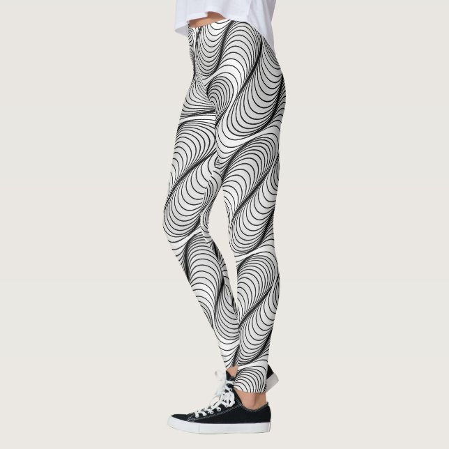 Leggings Patrón de ilusión óptica ondulada | Abstracto cont (Izquierda)