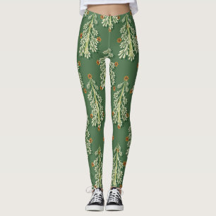 Leggings Patrón de Ilustracion de árboles de Navidad vintag