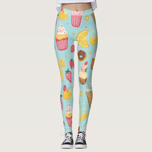 Leggings Patrón de Ilustracion de elementos alimentarios ac (Anverso)