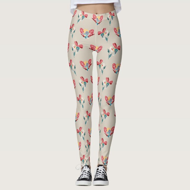 Leggings Patrón de Ilustracion de fábricas florales (Anverso)