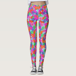 Leggings Patrón de Ilustracion floral de flores multicolore