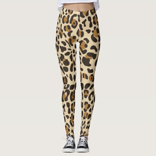 Leggings Patrón de impresión animal de leopardo jaguar (Anverso)