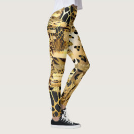 Leggings Patrón de impresión animal de purpurina de leopard