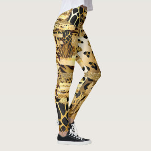 Leggings Patrón de impresión animal de purpurina de leopard