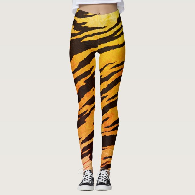 Leggings Patrón de impresión animal de tigres (Anverso)