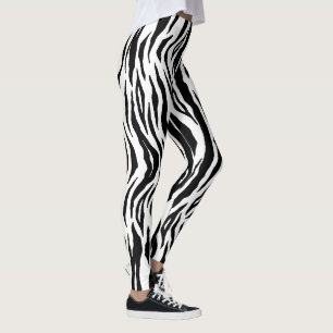 Leggings Patrón de impresión animal de tigres blancos negro