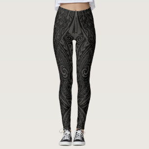 Leggings Patrón de impresión completa Tatau tribal polinesi
