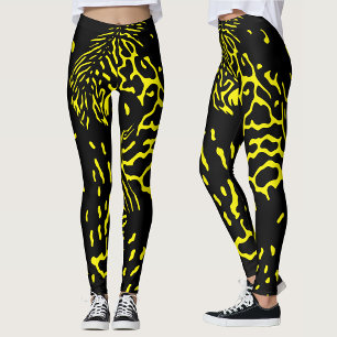 Leggings Patrón de impresión de animal abstracto negro amar