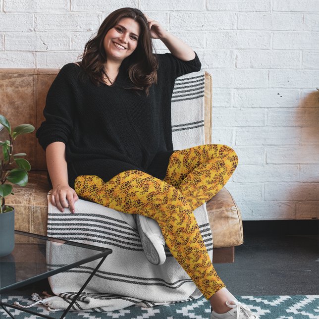 Leggings Patrón de Impresión de Animal Falso Amarillo (Subido por el creador)
