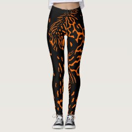 Leggings Patrón de impresión de animal naranja tigre único 