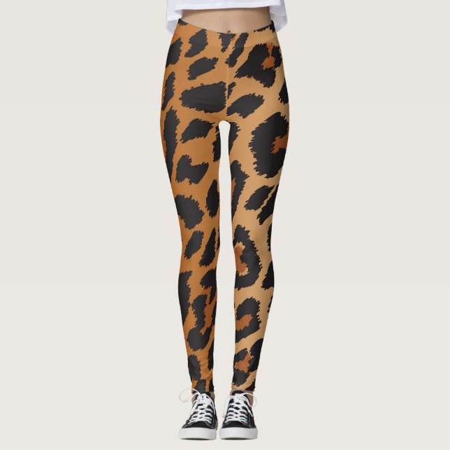 Leggings Patrón de impresión de animales salvajes de focos  (Anverso)