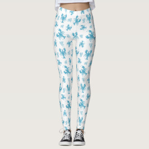 Leggings Patrón de impresión de bloque náutico de langosta