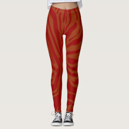 Leggings Patrón de impresión de cebra beige y rojo de moda