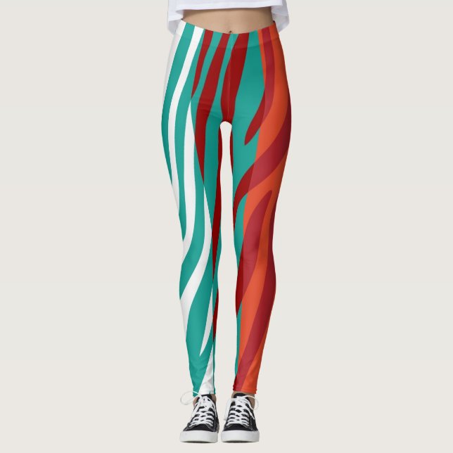 Leggings Patrón de impresión de cebra moderna #16 (Anverso)