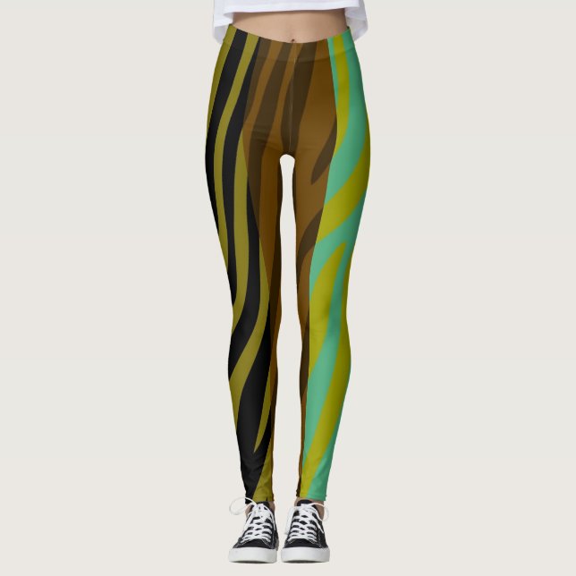 Leggings Patrón de impresión de cebra moderna #18 (Anverso)