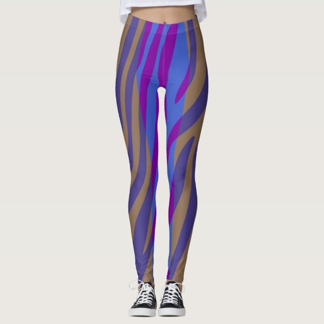 Leggings Patrón de impresión de cebra moderna #19 (Anverso)