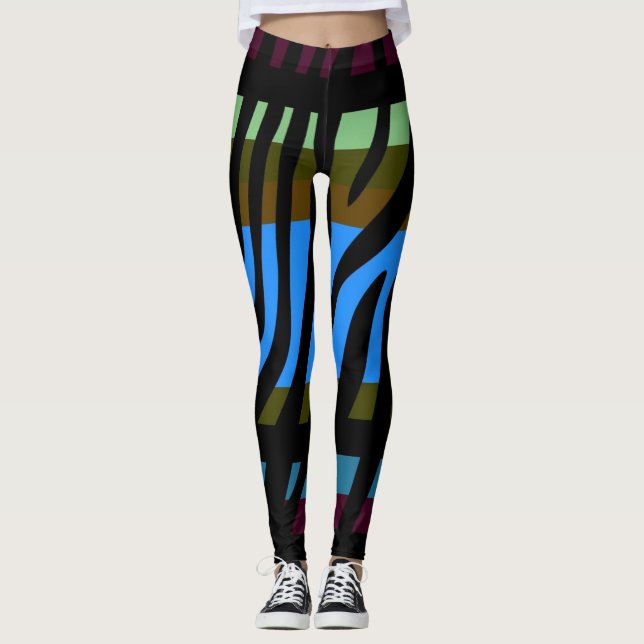 Leggings Patrón de impresión de cebra moderno #3 (Anverso)
