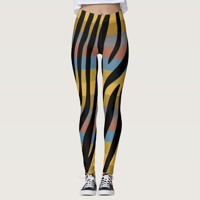 Leggings Patrón de impresión de cebra moderno #9 (Anverso)
