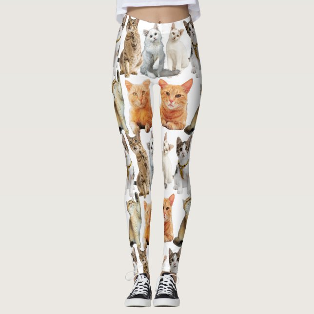 Leggings Patrón de impresión de gatos 01x4 (Anverso)