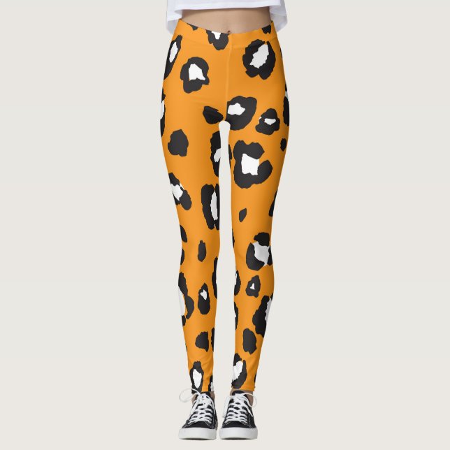 Leggings Patrón de impresión de leopardo clásico (Anverso)