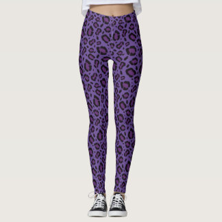 Leggings Patrón de impresión de leopardo púrpura