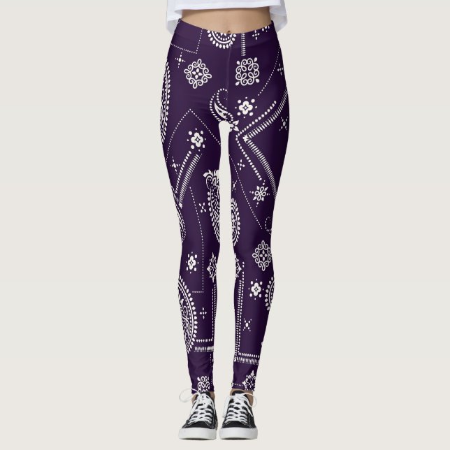 Leggings Patrón de impresión de Ornament Paisley Bandana (Anverso)
