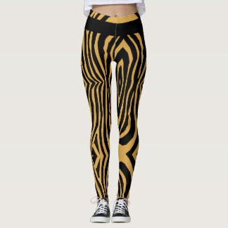 LEGGINGS PATRÓN DE IMPRESIÓN DE ORO Y ANIMALES NEGROS FUNKY