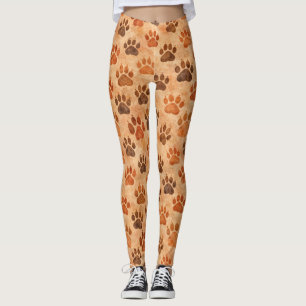 Leggings Patrón de impresión de pata de acuarela rústica (1