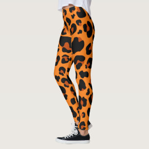 Leggings Patrón de impresión de piel de leopardo Naranja