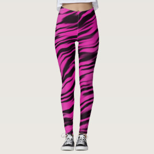 Leggings Patrón de impresión de tigres negros rosados