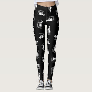 Leggings Patrón de impresión de vacas Holstein de época 