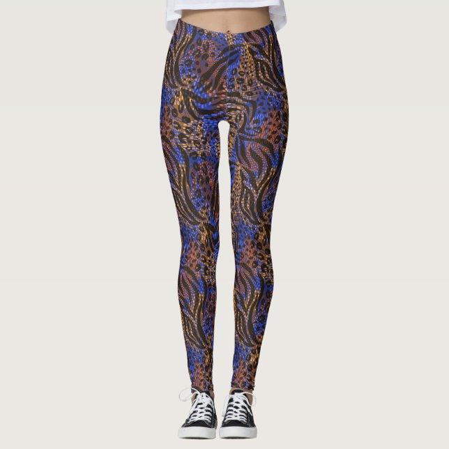 Leggings Patrón de impresión lujoso Leopard y Zebra (Anverso)