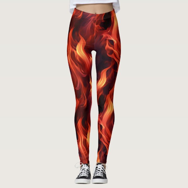 Leggings Patrón de incendio de llama (Anverso)