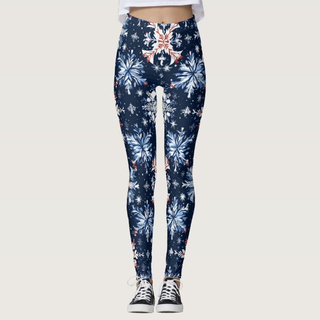 Leggings Patrón de invierno azul (Anverso)