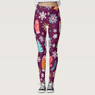 Leggings Patrón de invierno colorido