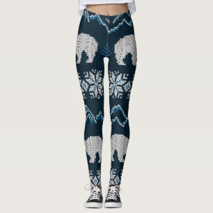 Leggings Patrón de invierno de los osos polares de punto