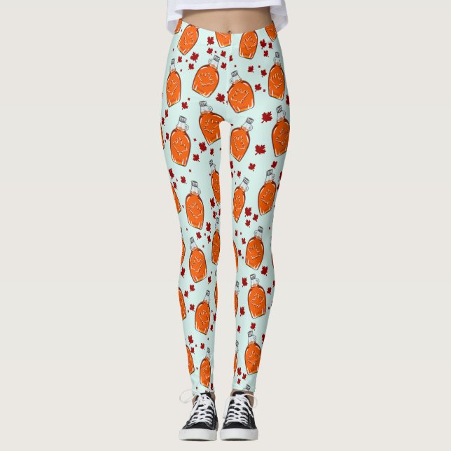 Leggings Patrón de jarabe de arce canadiense (Anverso)