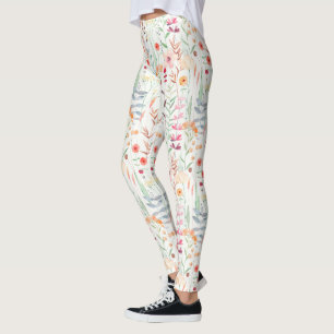 Leggings Patrón de jardín de flores de Pastel