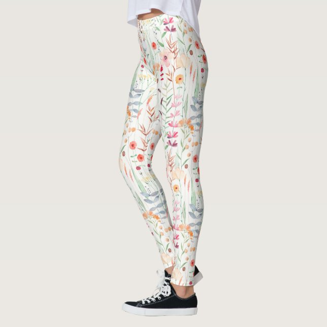 Leggings Patrón de jardín de flores de Pastel (Izquierda)