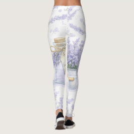 Leggings Patrón de jardín de lavanda en acuarela