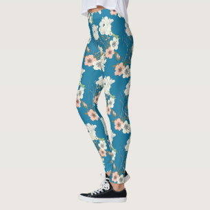Leggings Patrón de jardín floral blanco