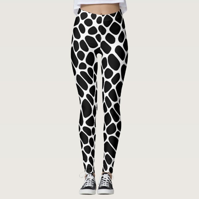 Leggings Patrón de jirafa en blanco y negro (Anverso)