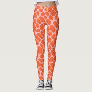 Leggings Patrón de jirafa en rosa y naranja
