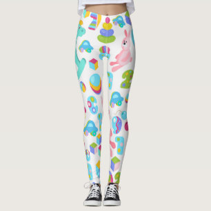 Leggings Patrón de juguete infantil con oso de peluche