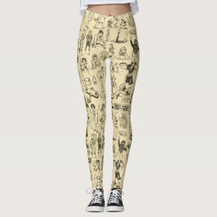 Leggings Patrón de juguetes de época y niños de juego