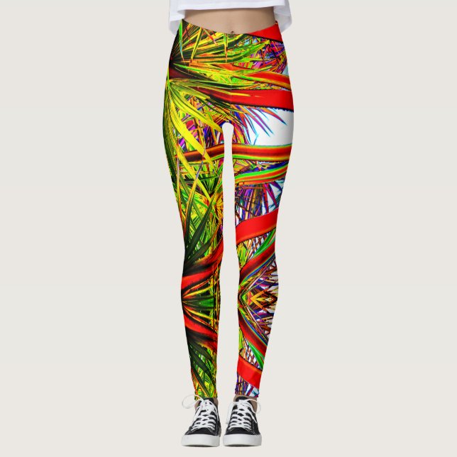 Leggings Patrón de jungla con textura de follaje (Anverso)