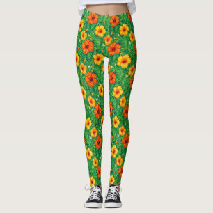 Leggings Patrón de jungla de hibisco tropical