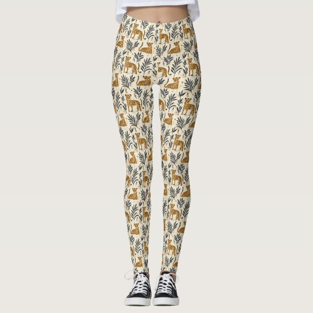 Leggings Patrón de jungla de leopardo juguetón (Anverso)